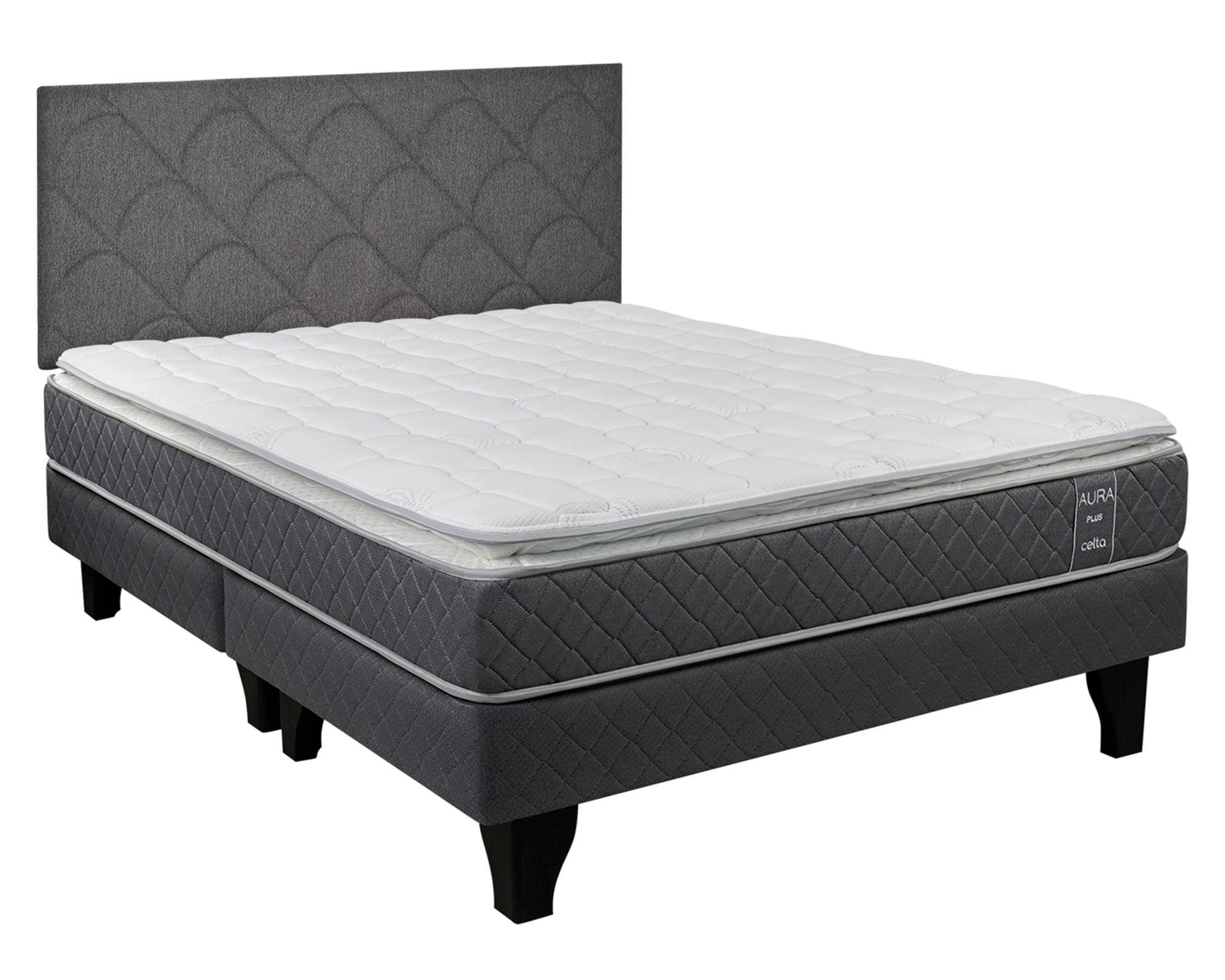 Cama europea Aura Plus base dividida + Respaldo 2 plazas