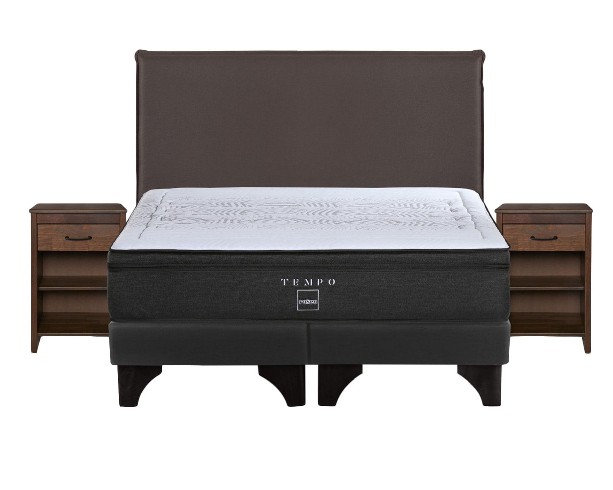 Cama europea Tempo king base dividida + set Maurice chocolate